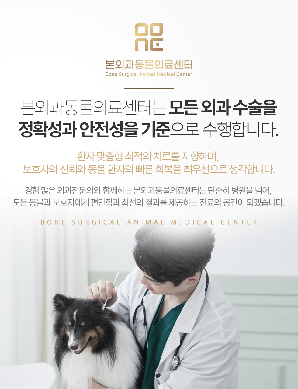 본외과동물의료센터는 모든 외과 수술을 정확성과 안전성을 기준으로 수행합니다.